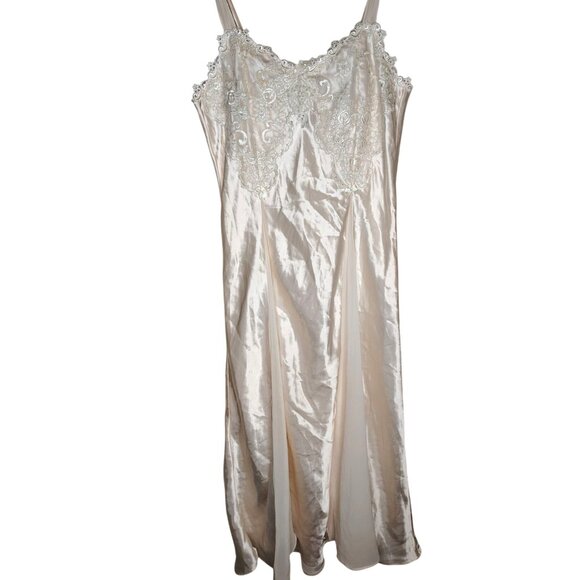 Alexandra Nicole Medium Nightgown Nightie, Off White Lace Sequin Romantic Satin - Picture 1 of 8